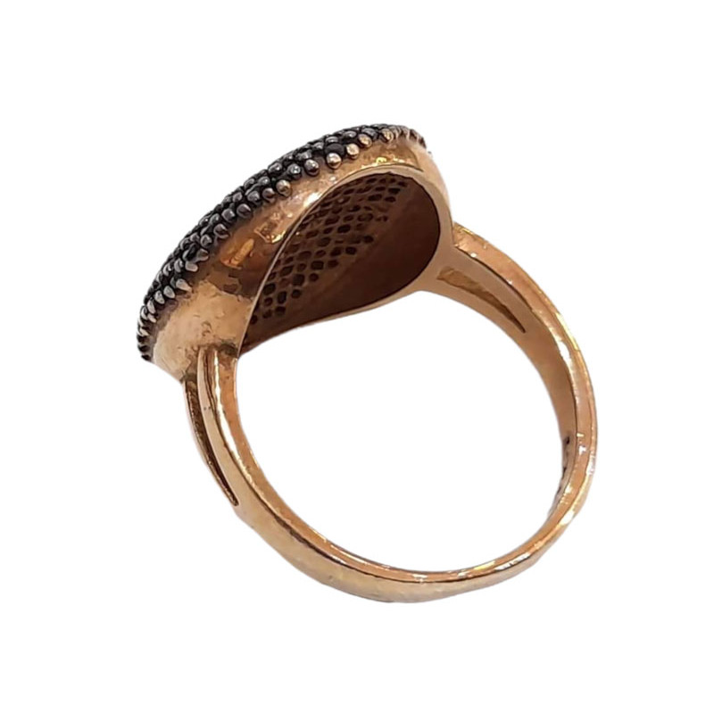 Γυναικειο ασημενιο δαχτυλιδι ONE rose gold με μαυρα ζιργκον RN-R6428 - KalliopiSilver