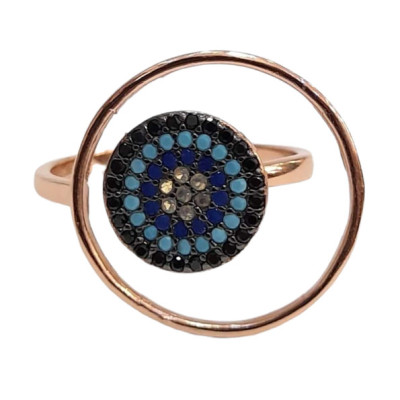 Γυναικειο ασημενιο δαχτυλιδι ONE rose gold με πολυχρωμα ζιργκον RN-R6429