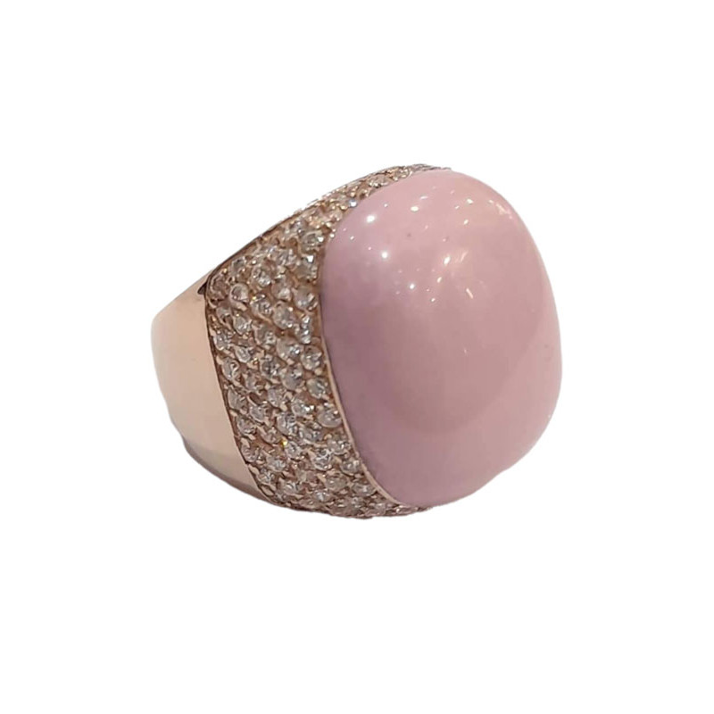 Γυναικειο ασημενιο δαχτυλιδι ONE rose gold με ροζ πετρα RN-R6430 - KalliopiSilver