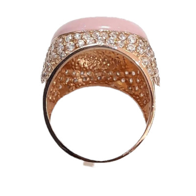 Γυναικειο ασημενιο δαχτυλιδι ONE rose gold με ροζ πετρα RN-R6430 - KalliopiSilver