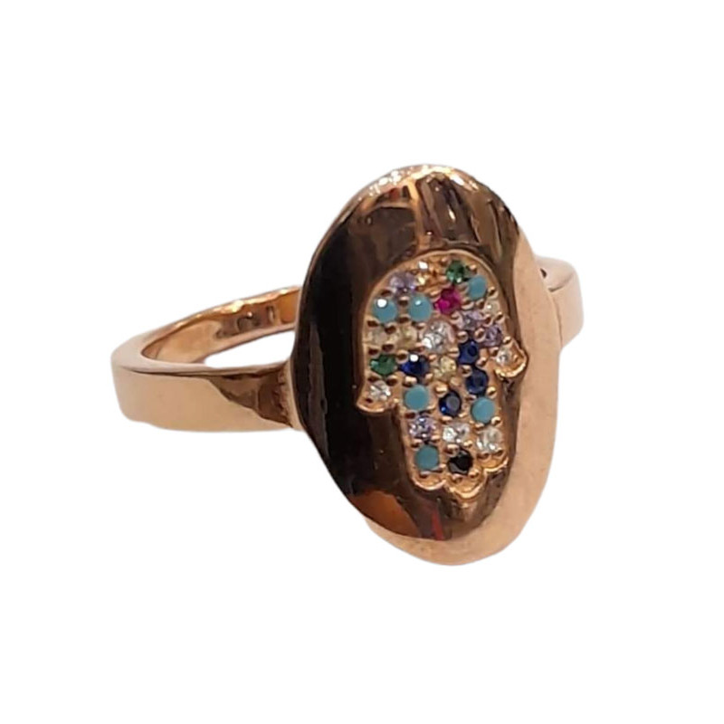 Γυναικειο ασημενιο δαχτυλιδι ONE rose gold σχεδιο χερι RN-R6432 - KalliopiSilver