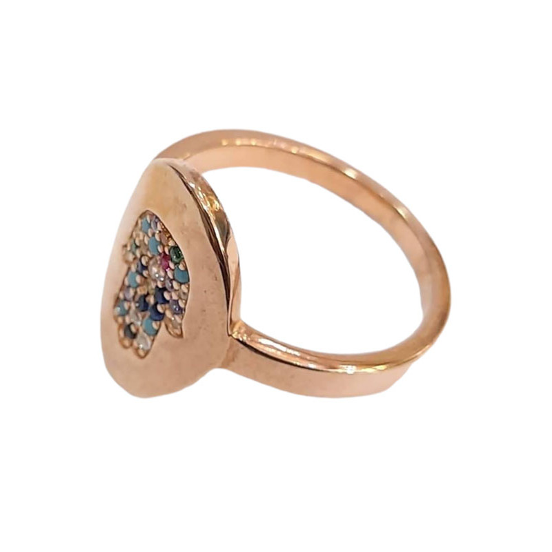 Γυναικειο ασημενιο δαχτυλιδι ONE rose gold σχεδιο χερι RN-R6432 - KalliopiSilver