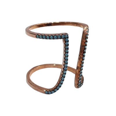 Γυναικειο ασημενιο δαχτυλιδι ONE rose gold και μπλε ζιργκον RN-R6437