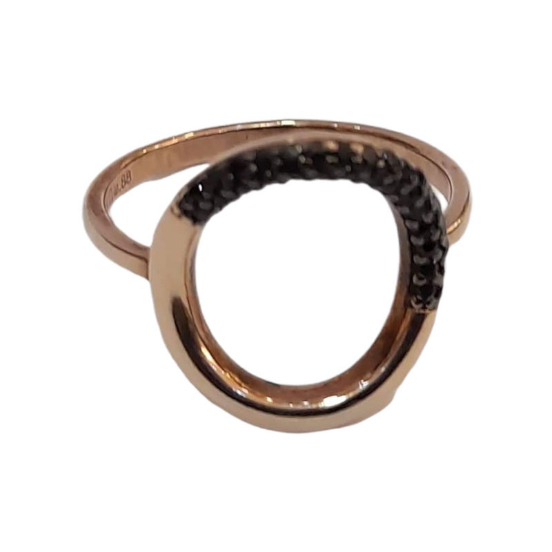 Γυναικειο ασημενιο δαχτυλιδι ONE rose gold και μαυρα ζιργκον RN-R6439 - KalliopiSilver