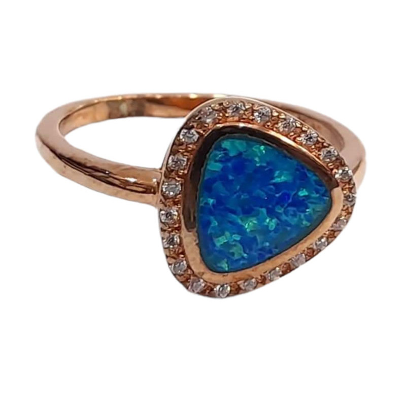 Γυναικειο ασημενιο δαχτυλιδι ONE rose gold με μπλε καρδια RN-R6441 - KalliopiSilver