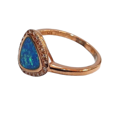 Γυναικειο ασημενιο δαχτυλιδι ONE rose gold με μπλε καρδια RN-R6441 - KalliopiSilver