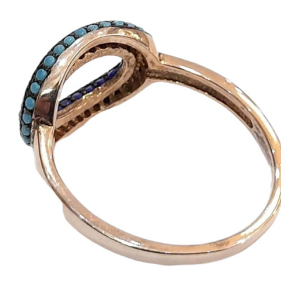 Γυναικειο ασημενιο δαχτυλιδι ONE rose gold και γαλαζια ζιργκον RN-R6442