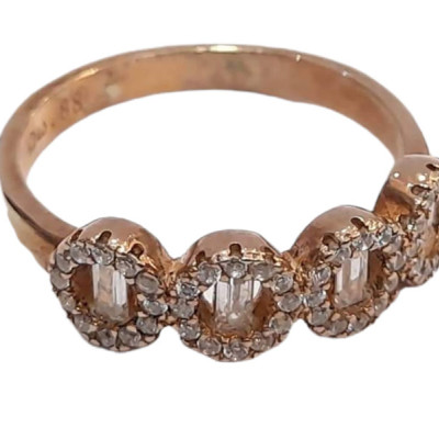 Γυναικειο ασημενιο δαχτυλιδι ONE rose gold και λευκα ζιργκον RN-R6446