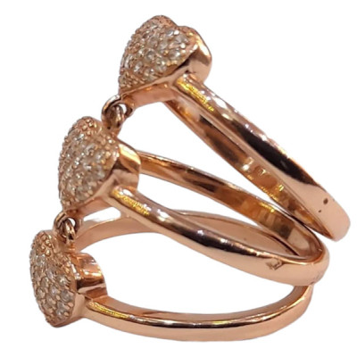 Γυναικειο ασημενιο δαχτυλιδι ONE rose gold τριπλη καρδια RN-R6486