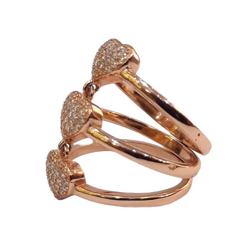 Γυναικειο ασημενιο δαχτυλιδι ONE rose gold τριπλη καρδια RN-R6486 - KalliopiSilver