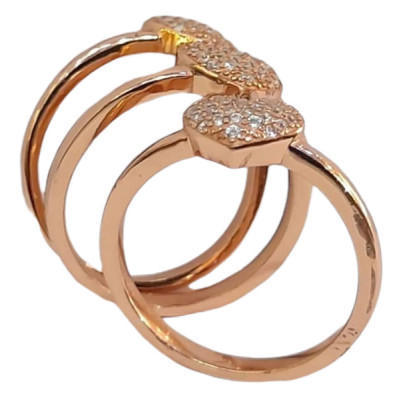 Γυναικειο ασημενιο δαχτυλιδι ONE rose gold τριπλη καρδια RN-R6486