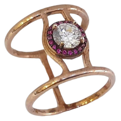 Γυναικειο ασημενιο δαχτυλιδι ONE rose gold με λευκο ζιργκον RN-R6493