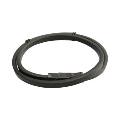 Ανδρικο διπλο βραχιολι ατσαλι black steel και μαυρο δερμα SB992