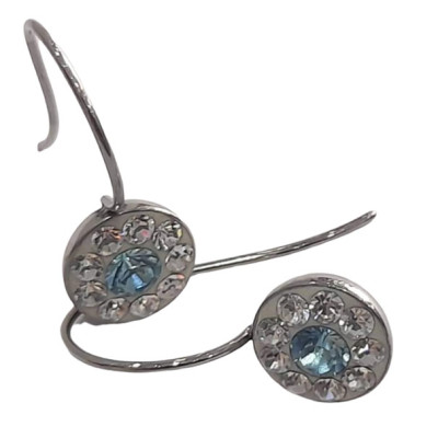BD JEWELERY Σκουλαρικια κρεμαστα από ατσαλι με λευκα και γαλαζιο ζιργκον 3χ1,3cm BD JEWELERY Σκουλαρικια κρεμαστα από ατσαλι με λευκα και γαλαζιο ζιργκον 3χ1,3cm