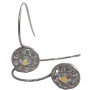 BD JEWELERY Σκουλαρικια κρεμαστα από ατσαλι με λευκα και κιτρινο ζιργκον 3χ1,3cm