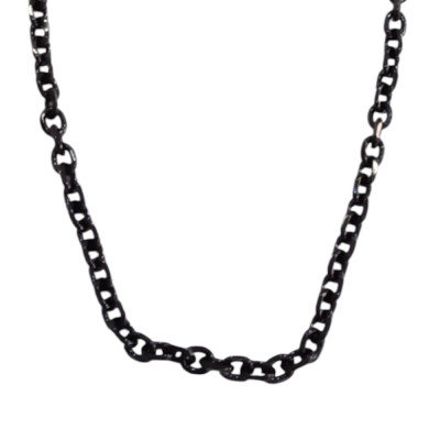 Κολιε Aλυσιδα λαιμου ατσαλι blacksteel Φορσετίνα Διπλό Διαμαντέ παχος 0,5cm μηκος 65cm ST-304100628-560