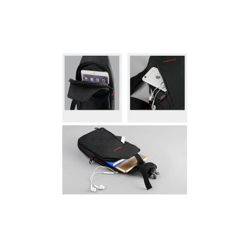 Tigernu T-S8027B, Σακίδιο Crossbody, Ύφασμα, Μαύρο - KalliopiSilver