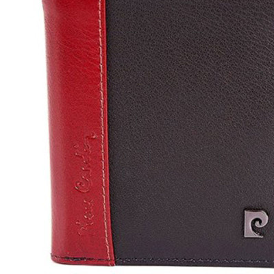 Pierre Cardin Ανδρικό Δερμάτινο Πορτοφόλι με Rfid και Κούμπωμα Snap μαυρο κοκκινο TILAK30-8813-black-red - KalliopiSilver