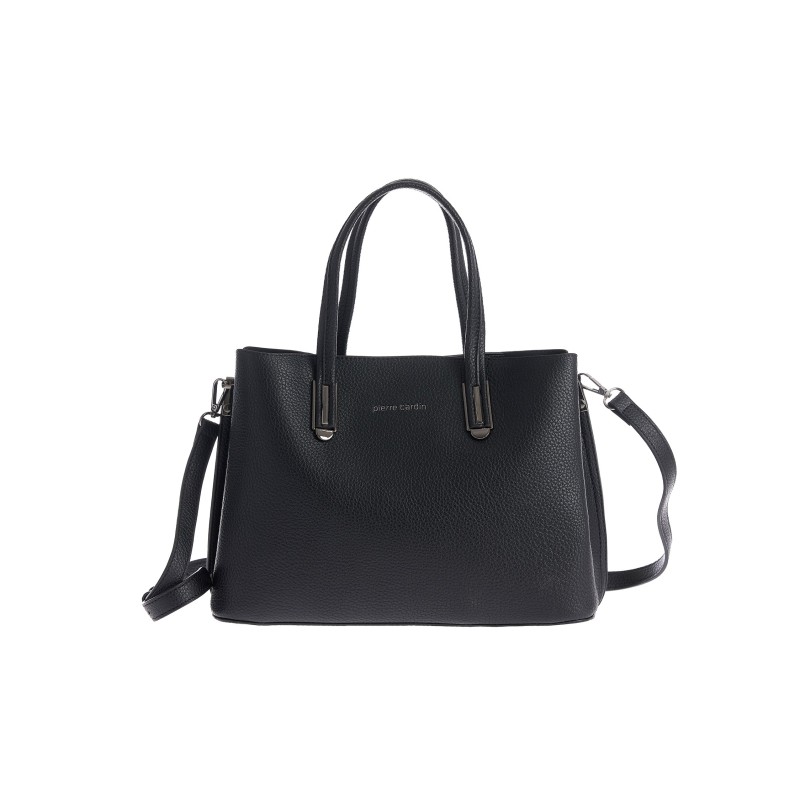 Τσάντα Χειρός Pierre Cardin Μαύρη από Eco Leather με Ιμάντα Ώμου WX24-2518-black