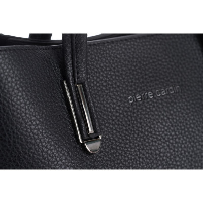 Τσάντα Χειρός Pierre Cardin Μαύρη από Eco Leather με Ιμάντα Ώμου WX24-2518-black