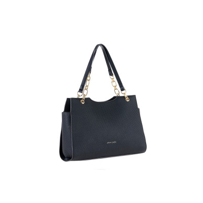 Τσάντα Ώμου Pierre Cardin Μαύρη από Eco Leather με Διπλό Χερούλι & Χρυσή Αλυσίδα  WX56-50603-black