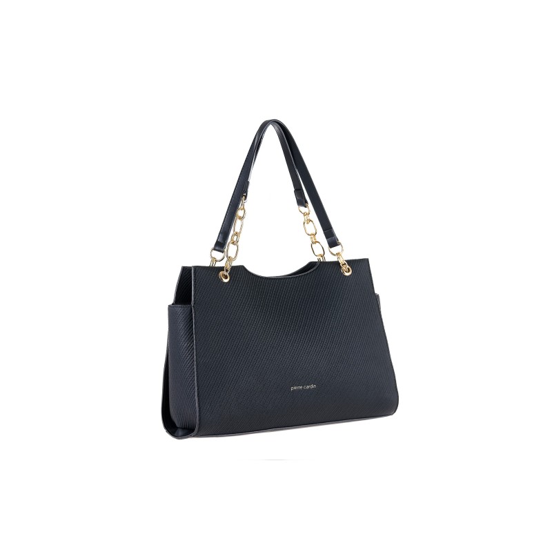 Τσάντα Ώμου Pierre Cardin Μαύρη από Eco Leather με Διπλό Χερούλι & Χρυσή Αλυσίδα WX56-50603-black Τσάντα Ώμου Pierre Cardin Μαύρη από Eco Leather με Διπλό Χερούλι & Χρυσή Αλυσίδα WX56-50603-black