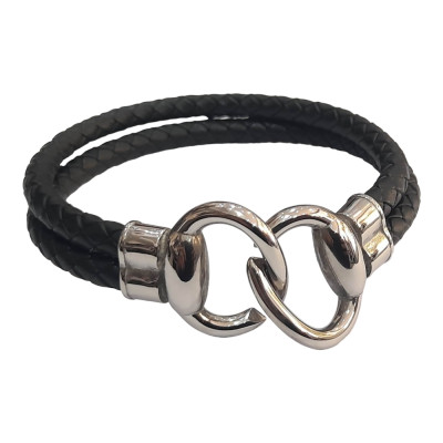 Ανδρικο βραχιολι BD JEWELERY από ατσαλι και δερμα μηκος 22cm πλατος 1cm BP26-2001