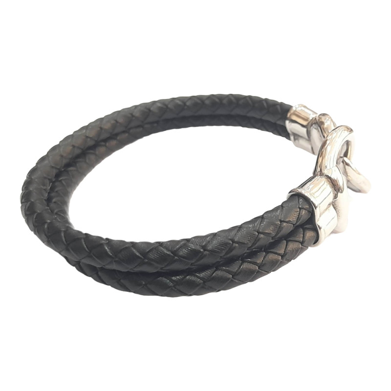 Ανδρικο βραχιολι BD JEWELERY από ατσαλι και δερμα μηκος 22cm πλατος 1cm BP26-2001 - KalliopiSilver