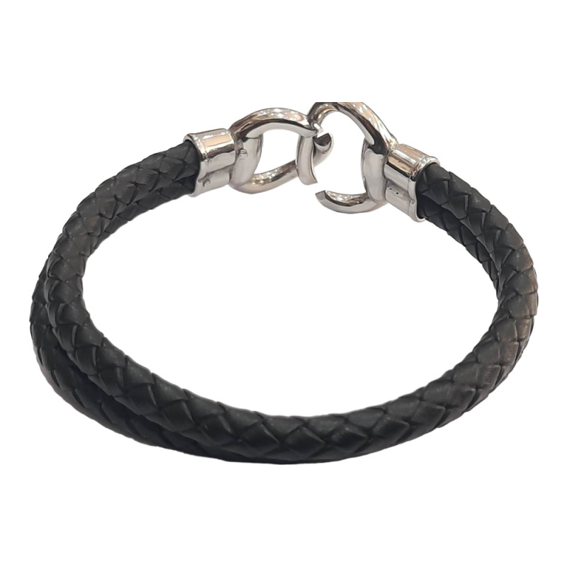Ανδρικο βραχιολι BD JEWELERY από ατσαλι και δερμα μηκος 22cm πλατος 1cm BP26-2001 - KalliopiSilver