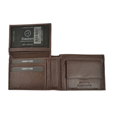 Daston Δερμάτινο Ανδρικό Πορτοφόλι με RFID καφε daston-097-brown - KalliopiSilver