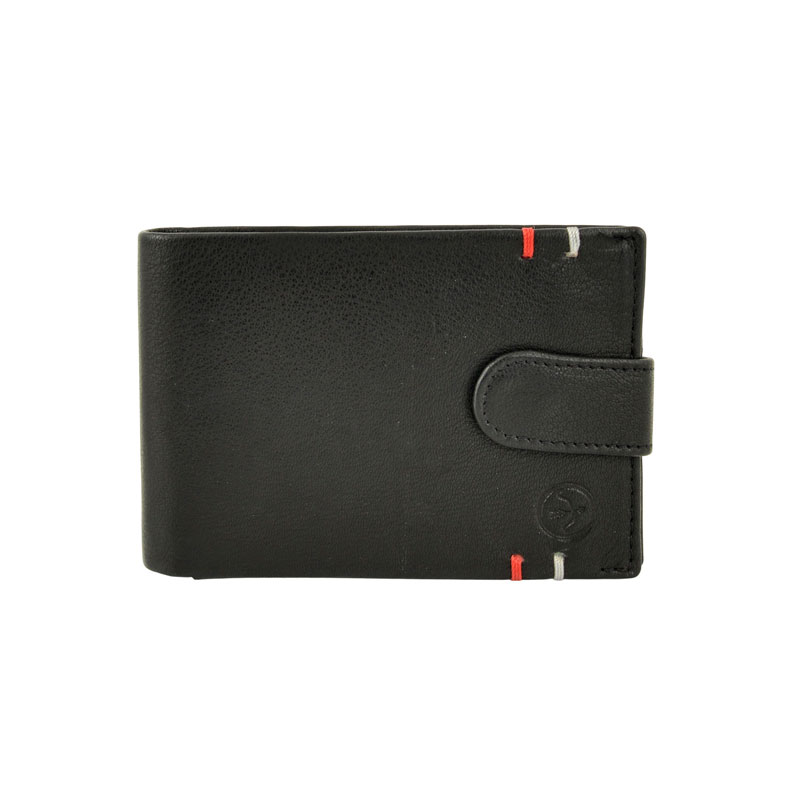 Daston Δερμάτινο Ανδρικό Πορτοφόλι με κουμπι και RFID μαυρο daston-099-black