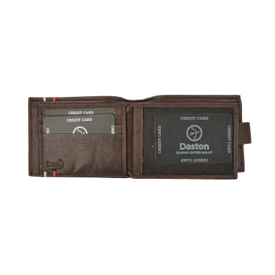 Daston Δερμάτινο Ανδρικό Πορτοφόλι με κουμπι και RFID καφε daston-099-brown - KalliopiSilver