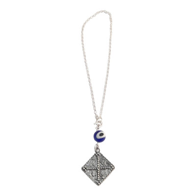 BD JEWELERY Γούρι Φυλαχτο Αυτοκινήτου ασημένιο 925 τετραγωνο Ιησούς Χριστός Νικά με Μάτι GT-2053 - KalliopiSilver