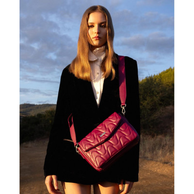 Τσάντα VETA JILL χιαστί  magenta καπιτονέ με δύο χώρους 6071-2 - KalliopiSilver
