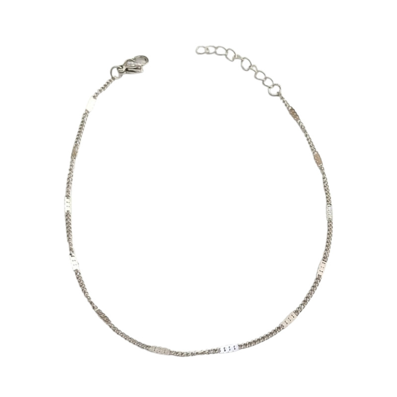 Αλυσιδα ποδιου απο ατσαλι ασημι 20cm+5cm ΗBM-5002