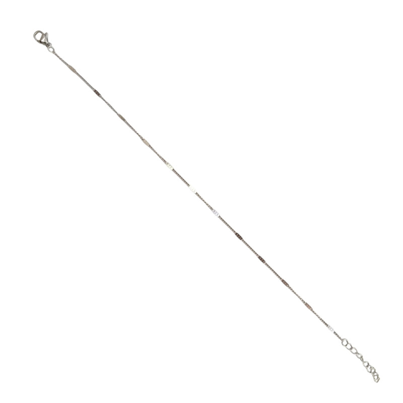 Αλυσιδα ποδιου απο ατσαλι ασημι 20cm+5cm ΗBM-5002