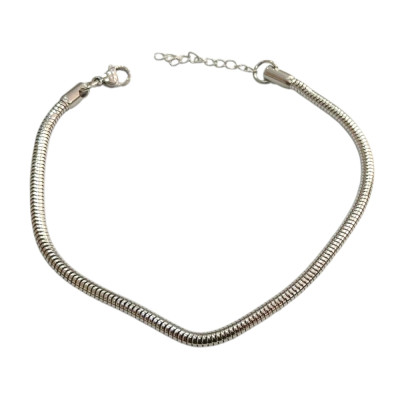 Αλυσιδα ποδιου απο ατσαλι ασημι μήκος 20cm+5cm ΗBM-5012